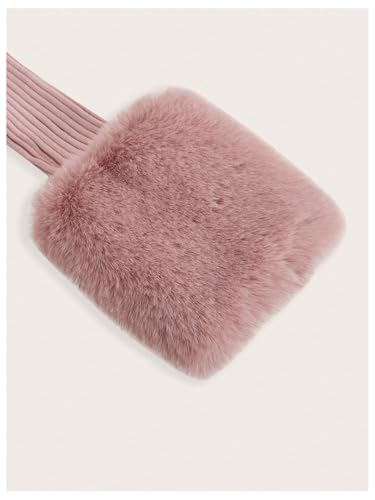Image of MakeMeChic Women's Faux Fur Fuzzy Cardigan Sweaters Valentines Day Outfit Y2K Long Sleeve Rib Knit Cardigan