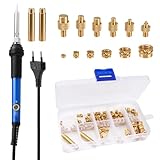 60W Gewindeeinsatz Lötkolben Set mit Temperaturregelung, 130tlg. 3D Druck Gewindeeinsätze M2–M8 aus Messing, 6 Lötspitzen und 2 Adapter, Reparaturwerkzeug für 3D Druck, Holz und Kunststoff