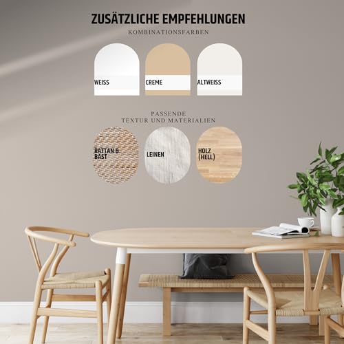 derendo Exklusive Wandfarbe beige 2,5L, hohe Deckkraft, Dispersionsfarbe innen, Innenwandfarbe Raumfarbe zarter Nebel matt, Deckkraftklasse 2, hochdeckende Innenfarbe Profi Qualität