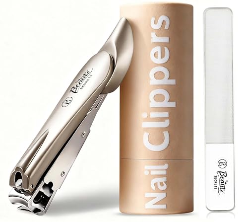 Image of Beaute Secrets Nail Clippers with Nail File, Anti Splash Nail Clipper Set for Thick Nails,Medical Grade Stainless Steel Professional Nail Cutter,Sharp and Durable fingernail Clipper for Men and Women(Gold)