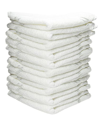 Image of Very Soft K.S. Collection Silverline Love Touch Fresh Loom 300 Gsm 100% Cotton Face Hanky, Face Towel, Handkerchiefs (10X10 Inch Solid White 10 Pieces)