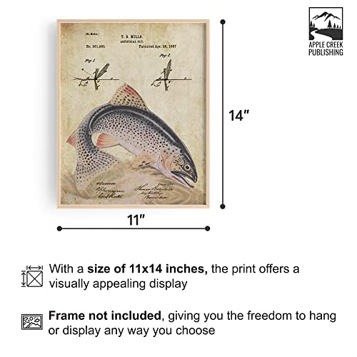 Apple Creek Antique Fly Fishing Lure Us Patent Poster Art Print Rainbow Trout Largemouth Bass Walleye Muskie Lures Poles 11X14 Wall Decor Pictures thumb #1
