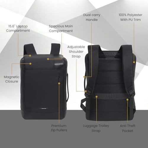 Image of Swiss Military VERTEX Laptop Backpack for Men & Women Fits 15.6 inch Laptop, Water Resistant Backpack with Anti Theft Pocket & TSA Approved Lock, Dual Carry Handles, Trolley Strap Office College Bag