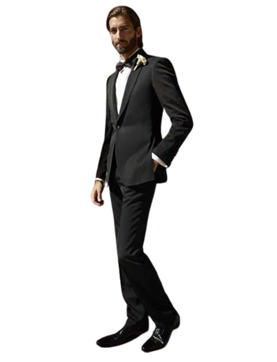 Uomo Singolo Petto Pulsante Vestito Sposo Ufficio Due Pezzi Partito Formale Giacca Pantaloni