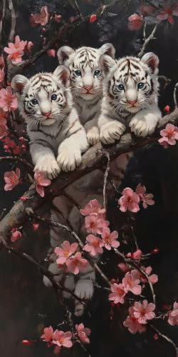 Peinture diamant tigre blanc 50x100cm pour sublimer la décoration de votre chambre l-6