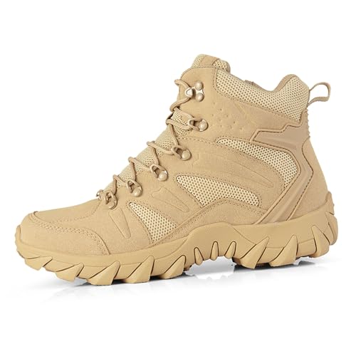 Image of Renyqatt Men's Military Tactical Boots Combat Boots 6 Inches Lightweight Work Army Boots Side Zipper Motorcycle Boots size 11