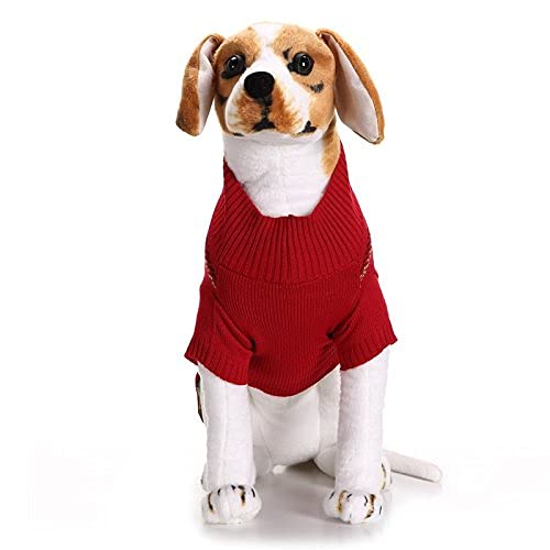 ABRRLO Hunde Kostüme Hundebekleidung Baumwolle Pullover feiern Weihnachten-Tag Winter Mantel Strickpullover Haustier Hund Pullover Haustier Kostüm Fashion Urlaub Party Geschenk (L, KitzD)