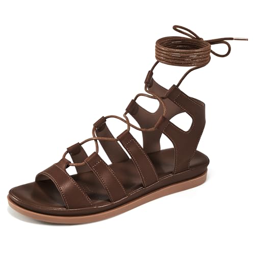 HARENCE Cross Lace-Up Gladiator Sandals