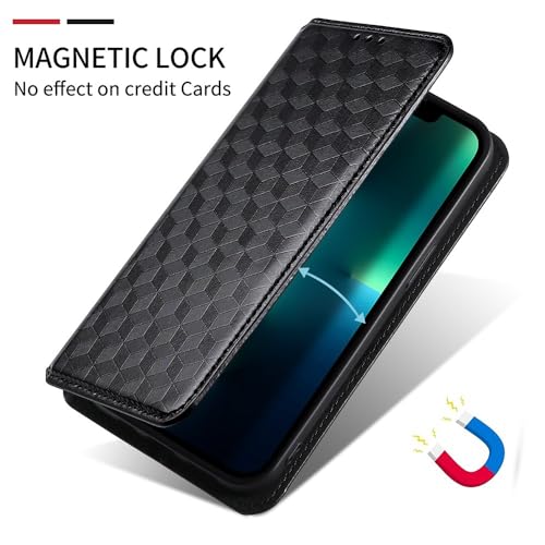 Étui iPhone 13 Pro Max argent portefeuille cuir carbone magnétique rabat - 3