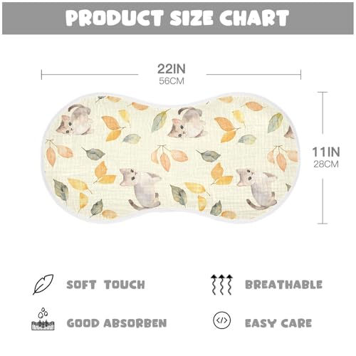 vvfelixl Watercolor Cat Leaves Burp Cloths for Baby Boy Girls Baby Washcloths Burp Rags 1 Pack2