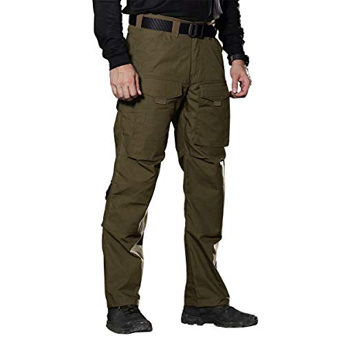 FREE SOLDIER Outdoor Men Teflon Scratch-Resistant Pants Four Seasons Hiking Climbing Tactical Trousers(Dark Green Color 34W x 30L)