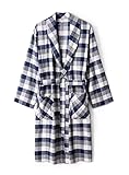 DAVID ARCHY Leichter Bademantel Herren Bademantel Herren Baumwolle Furry Double Softness and Extra Ease Robes 100% Cotton (Marineblau kariert, M)