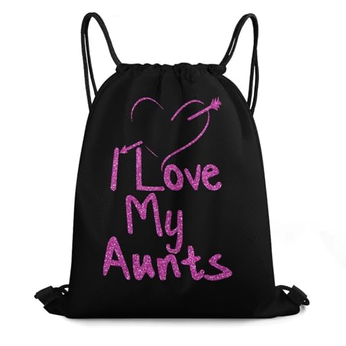 I Love My Aunts Drawstring Backpack Durable Sport Gym Bags Daypack for Men Women 35 * 42cm