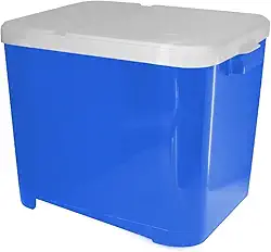 Porta Ração Pet Container 15kg Armazenamento de Ração Animal Capacidade 32,5x34x38cm - cores azul preto ou rosa (azul)