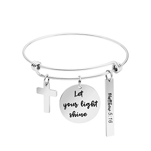 Scripture Bracelet Bible Verse Jewelry Christian Expandable Wire Bangle Charm 
