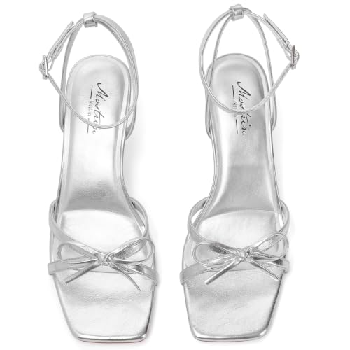 Image of Mostrin Womens Sandals Strappy Heels for Women Ankle Strap Lace Up Heels Square Open Toe Heels Tie Up Stiletto High Heeled Sandals for Prom, Party, Daily Wear
