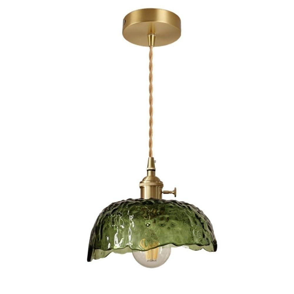 Suspension fleur en verre vert martelé pour illuminer votre cuisine