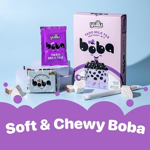 YULU FOODS Instant Bubble Pearls for Taro Milk Tea with Brown Sugar Flavor – 6 Servings