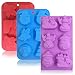 3 Pack Silicone Christmas Molds,Danzix Non-Stick Chocolate Jelly Baking mold for Party Xmas Gift,with Shape of Christmas tree,Elk,Socks,Bells,Gift, Snowman,Sleigh,Santa Claus -Red,Blue,Purple