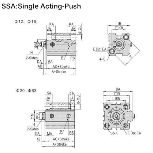 Vérin pneumatique simple effet SSA40 résout vos besoins de poussée nette - 3