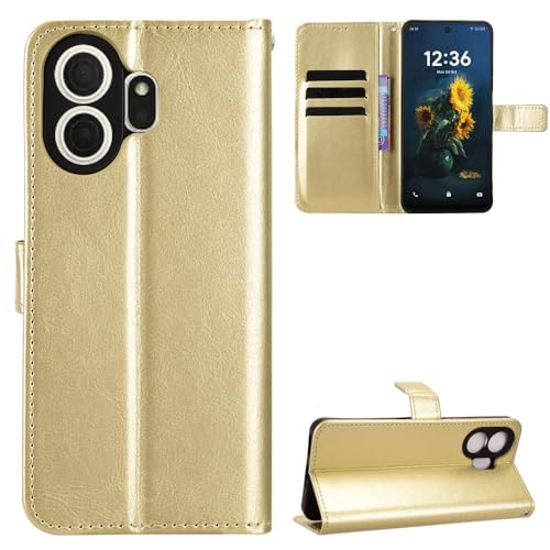 Kukoufey Flip Leathe Case Compatible with TCL NxtPaper 70 Pro 5G T807D T807W T807E Cell Phone Protective Case Gold