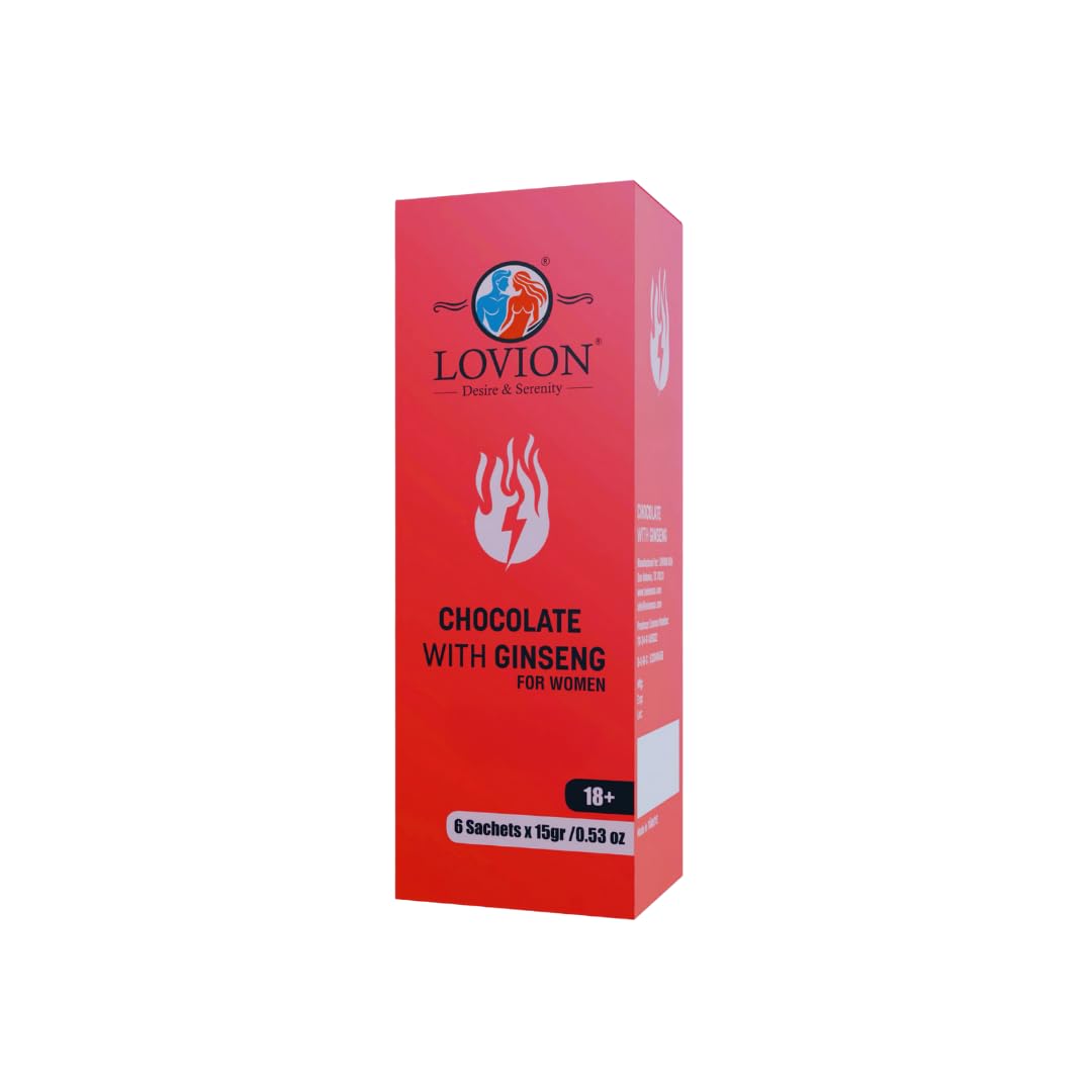 LOVIONPremium Dark Liquid Chocolate Bar – Luxury Sachet – Crafted with Epimedium and Maca Root Blend (6 PCS, WOMEN)