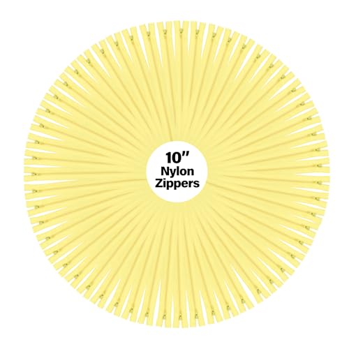 Image of Mandala Crafts 100 PCs Butter Yellow 10 inch Nylon Zippers for Sewing