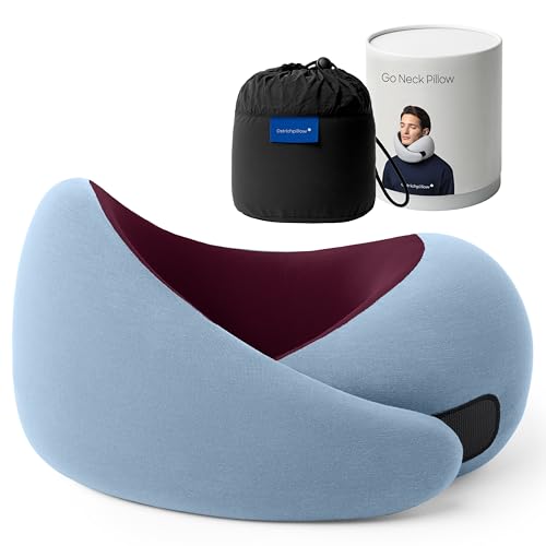Ostrichpillow Go Neck Pillow, Travel Pillows for Airplanes, Premium Memory Foam Travel Pillow, 360º Ergonomic Design, Asymmetrical Sides, Travel Bag Included, Washable Modal Cover
