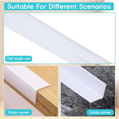 Image of inch1 Roll Flexible PVC Wall Molding Trim - Decorative & Protective Caulk Strip for Table Edges, Door Frames, Baseboards, and Corners (White.)