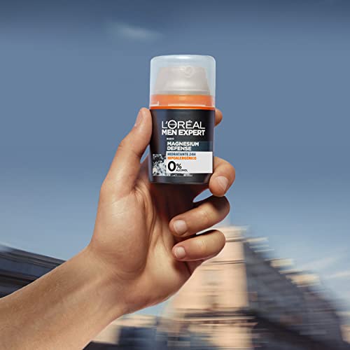 Miniatura 5 de L'Oréal Men Expert, Crema Facial Hidratante 24H Para Hombre, Hipoalergénica Mineral de Magnesio + Ácido Hialurónico, Sin alcohol, Pieles Sensibles, 50 ml (Paquete de 2)