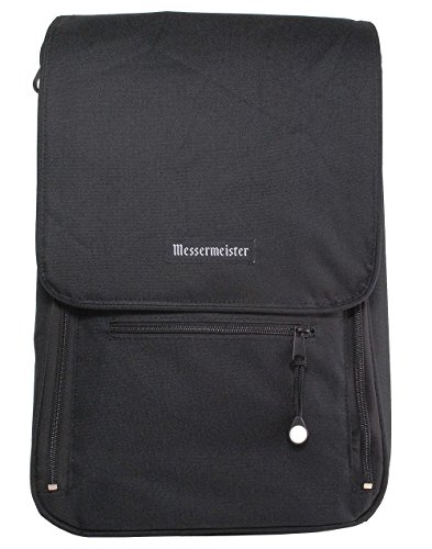 Messermeister 6-Pocket Heavy Duty Messenger Knife Bag, Mesh Interior, Black