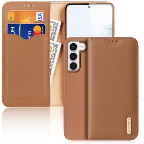 Étui en cuir véritable Samsung S25 Plus, clapet magnétique marron luxe