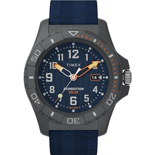 TIMEX Expedition Freedive Analog Watch for Man with Blue Round Dial & Blue Silicone Strap Band Water Resistant Men's Wrist Watches - TW2V40300X6