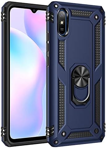 Jielangxin Keji Case for Xiaomi Redmi 9A Case Cover,360 Degree Rotating Ring Holder Kickstand Case for Xiaomi Redmi 9A M2006C3LG M2006C3LC Case Cover Blue