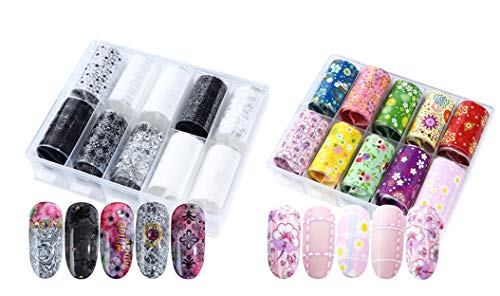 20 Colors DIY Art Nail Foil Transfer Stickers For Women