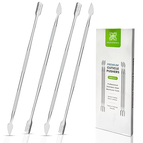 Cuticle Trimmer with Cuticle Pusher, Stainless Steel Nail Care Tool (Pusher (Pack 4))