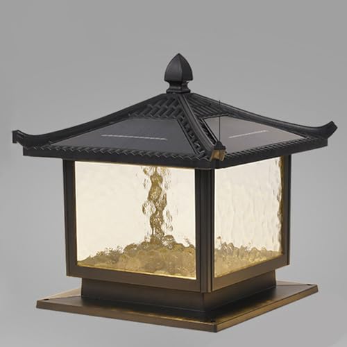 Lampe solaire de pilier extérieur en métal et verre lanterne stigma IP65 style industriel villa
