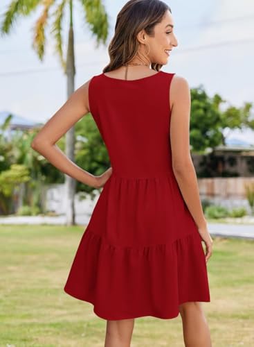Image of QACOHU Women's Summer Sleeveless V Neck Mini Dress with Pockets Casual Sundress Beach Dresses for Women 2026