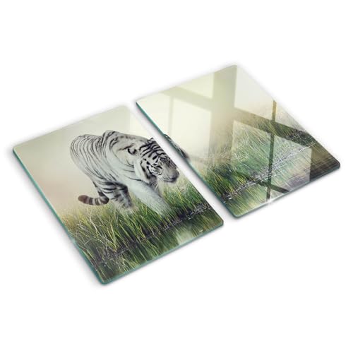Planche à découper抗热 2x40x52 cm Tigre blanc bords polis - 2