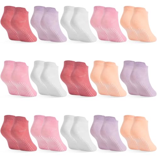 Image of HYCLES Toddler Girl Socks, 12 Pairs Non Slip Ankle Toddler Socks for 1-7 Years Baby Girls Kids