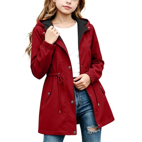 DASAYO Girls Rain Jacket Waterproof Lightweight Raincoat Hooded Windbreaker - image 1