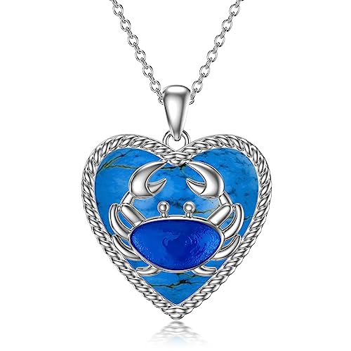 LONAGO Krebs Halskette für Frauen 925 Sterling Silber Tierkreiszeichen Krebs mit Türkis Anhänger Halskette