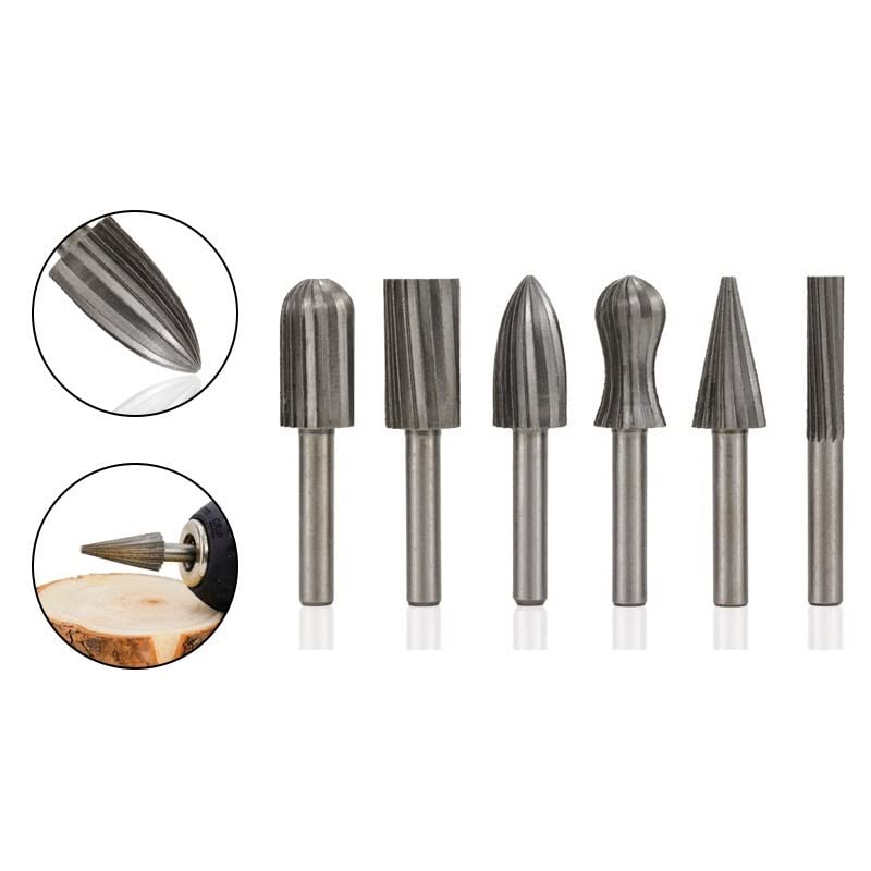 High Speed Steel Rotary Burrs 6mm Shank for Metal Engraving/Grinding Files 1Set(C Type)