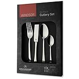 Grunwerg Luxus 24-teilig Besteck Set in einer Geschenkbox – WINDSOR STIL, 18/10 Edelstahl, gemischte Besteckset
