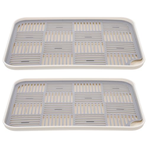 LIFKOME 2個 ダブル食器水切りトレイ ホロウデザインで水切れ良好 シンプルで滑らかな表面 家用食器乾燥トレー カップと皿の収納に