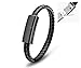 Taygate Bracelet USB Charging Cable Data Charging Cord for iPhone- Portable Travel Durable Braided Leather Charging Wrist Clasp USB for Apple iPhone Plus X XR Xs Max (Black-7.2 inch)
