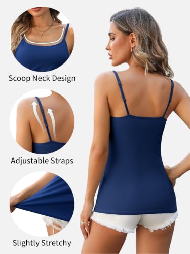 Image of V FOR CITY Unpadded Tank Top for Women with Shelf Bra Cotton Camis 3 Pack