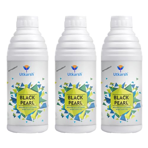 Image of Utkarsh Black Pearl - L (Biologically Activated Liquid Humic Acid 12% & 3% Fulvic Acid), Promotes Plants Growth, Stronger Roots, Improves Flowering & Fruiting, Biostimulant (3 Ltr; Pack of 3 of 1 Ltr)