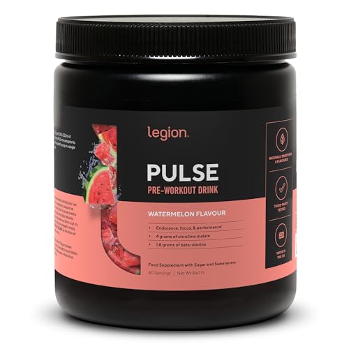 Legion Pulse Pre Workout Supplement - All Natural Nitric Oxide Preworkout Drink to Boost Energy, Creatine Free, Naturally Sweetened, Beta Alanine, Citrulline, (Caffeinated Watermelon)