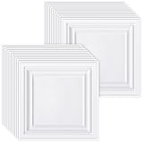 Landical 20 Pcs 2 x 2 ft White PVC Plastic Drop Ceiling Tiles 24 x 24 x 0.8 Inch Ceiling Panels Decorative Cover 40 Sq. ft for Office Bathroom Living Room Bedroom